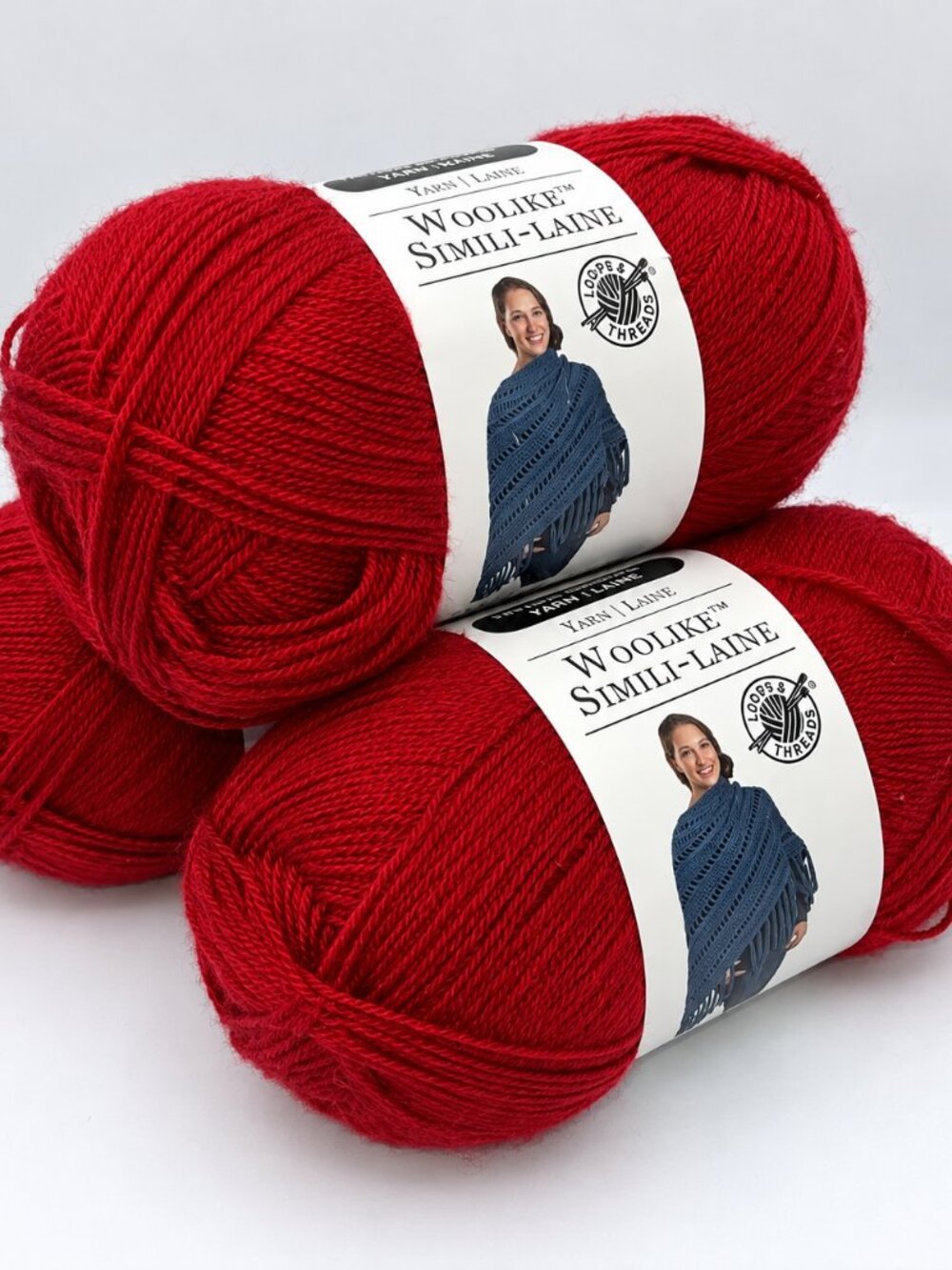 NWT Loops & Threads Woolike Red Yarn – 3 Skeins Simili-Laine